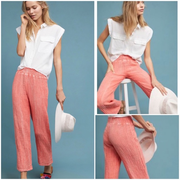 Anthropologie Pants - Anthropologie NWT Smocked Wide-Leg Pants XS Cotton
